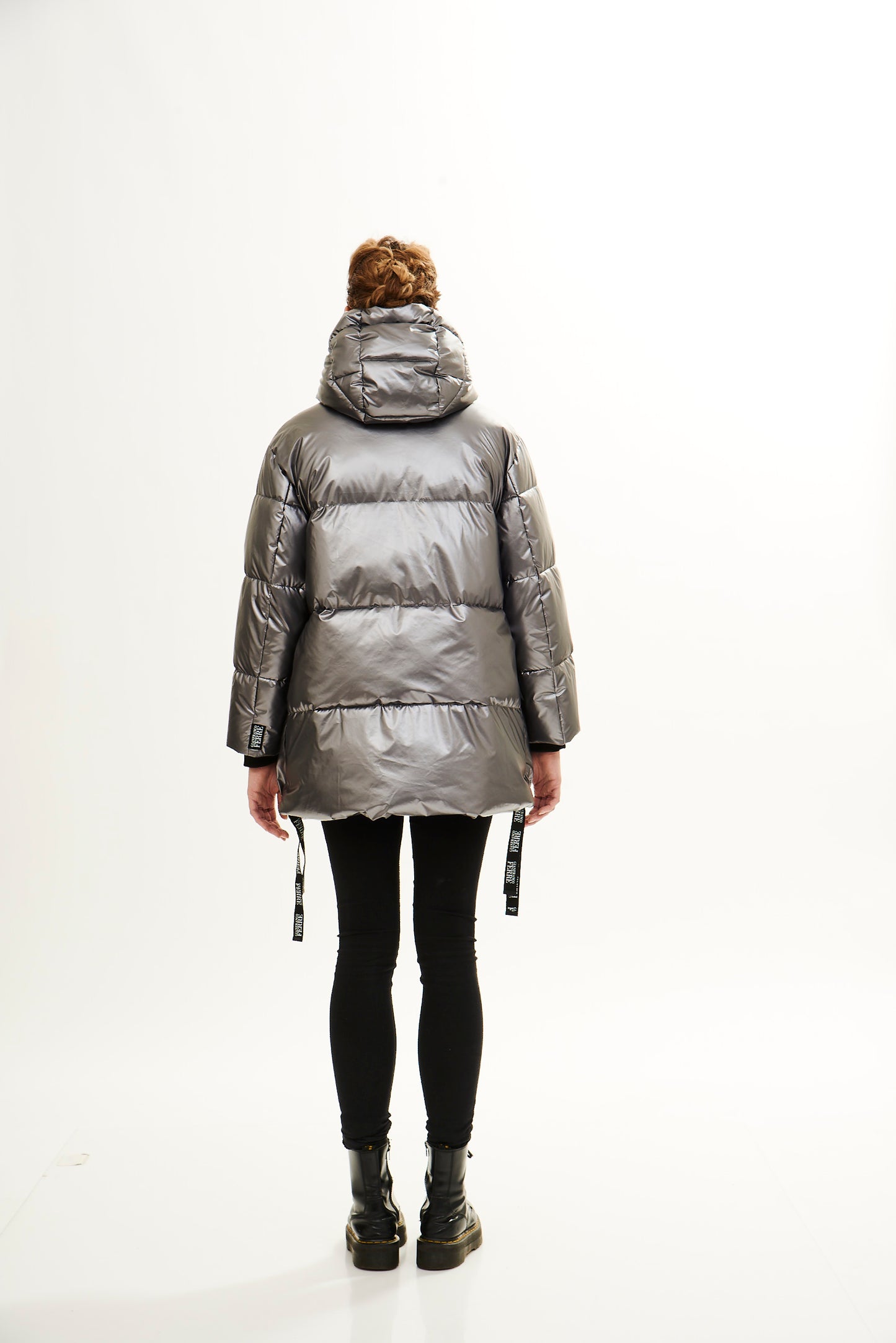 Hooded Woman Middle Jacket / Silver