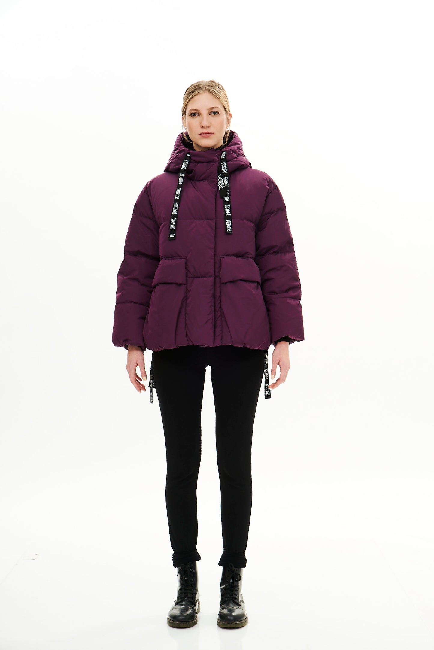 Hooded Woman Middle Jacket / Plum