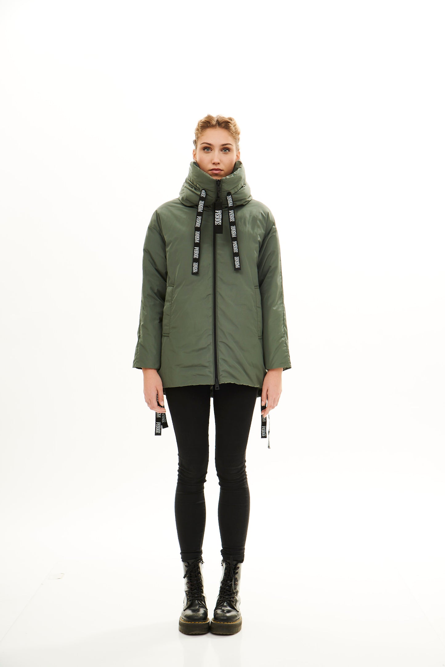 Hooded Woman Winter Jacket / Sage Green