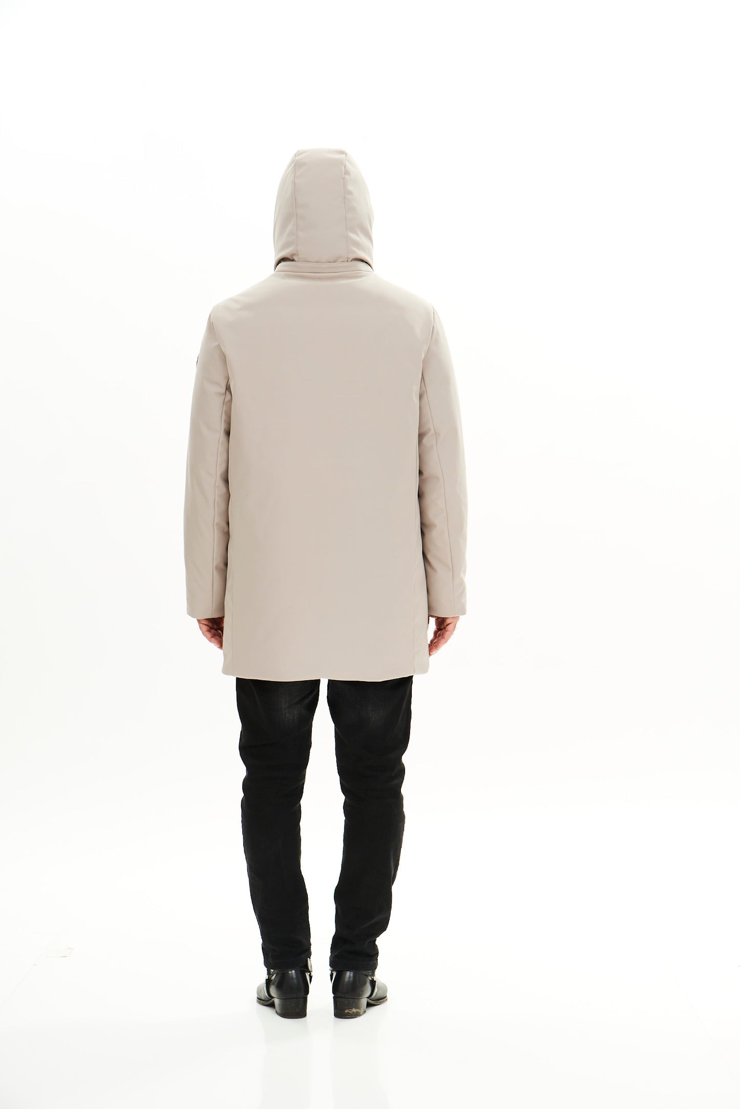 Man Hooded Middle Jacket / Light Beige