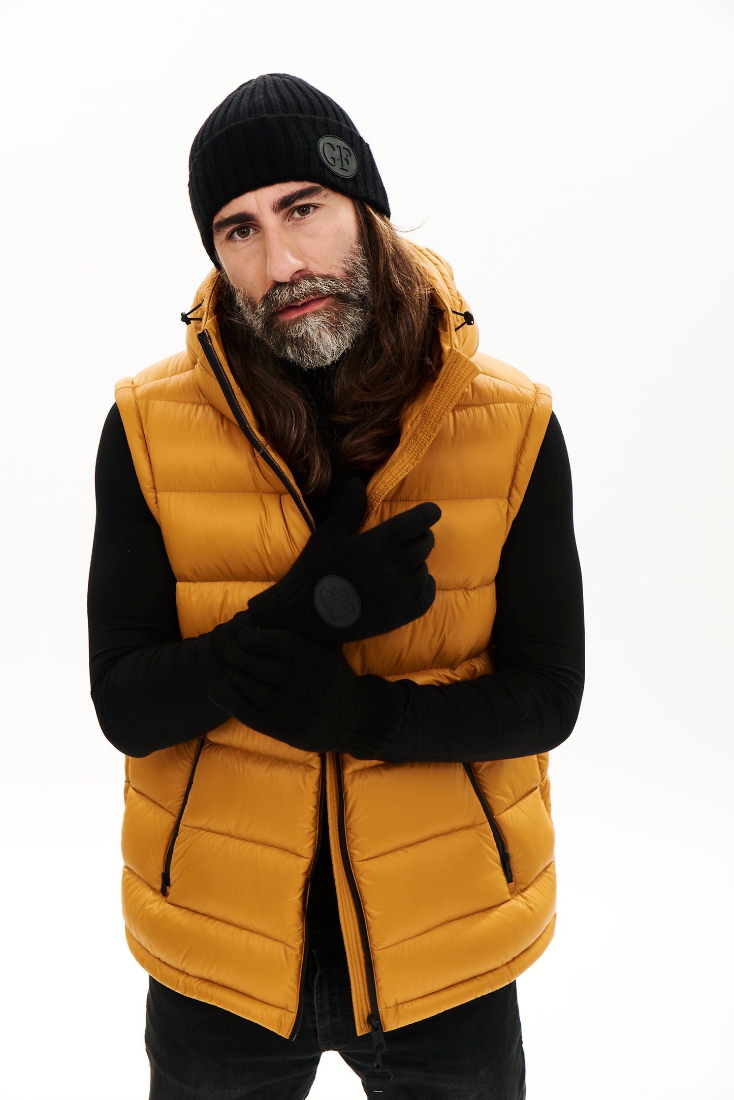 Man Hooded Short Jacket / Yellow - Sleeves detachable